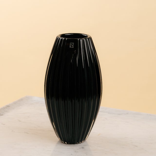 Ribbed Vase in Gloss Black Murano Glass from Fendi Casa, 1990s For Sale - Image 6 of 6