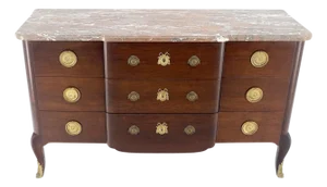 Louis XV Style 9 Drawers Marble Top Brass Ormolu French Dresser