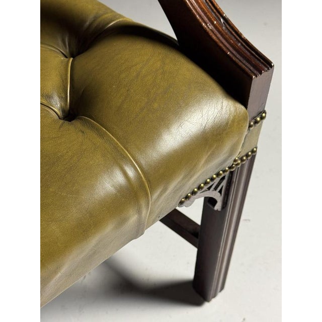 Office Chair in Green Upholstered Leather For Sale - Image 12 of 18