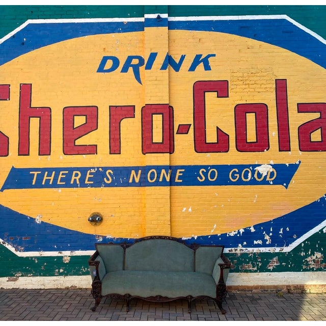 Dark Green 19th Century Antique Victorian Carved Dark Walnut Sofa For Sale - Image 8 of 8