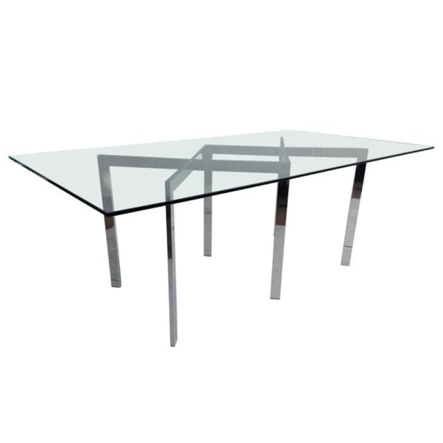 1960s Milo Baughman for Thayer Coggin Style X-Base Chrome Dining Table For Sale In Nashville - Image 6 of 6