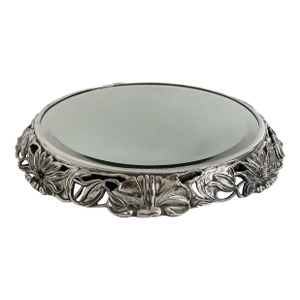 Antique Silver Beveled Mirror Plateau