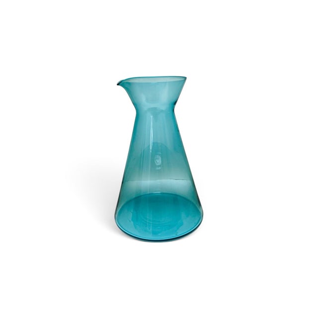 Vintage Turquoise Blue Modern Carafe For Sale - Image 4 of 4