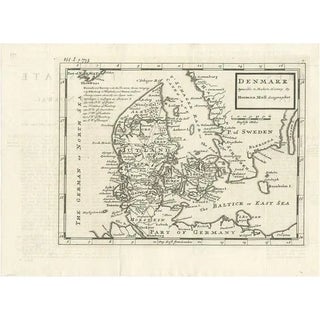 Antique Map of Denmark by Moll, 1730 For Sale