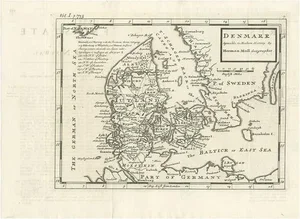 Antique Map of Denmark by Moll, 1730
