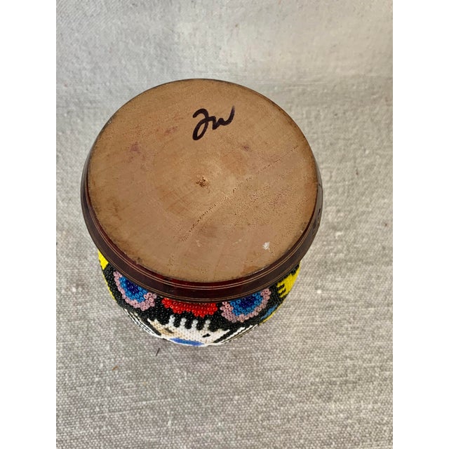 1980s Vintage Hand Beaded Huichol Lidded Wood Container For Sale - Image 5 of 7