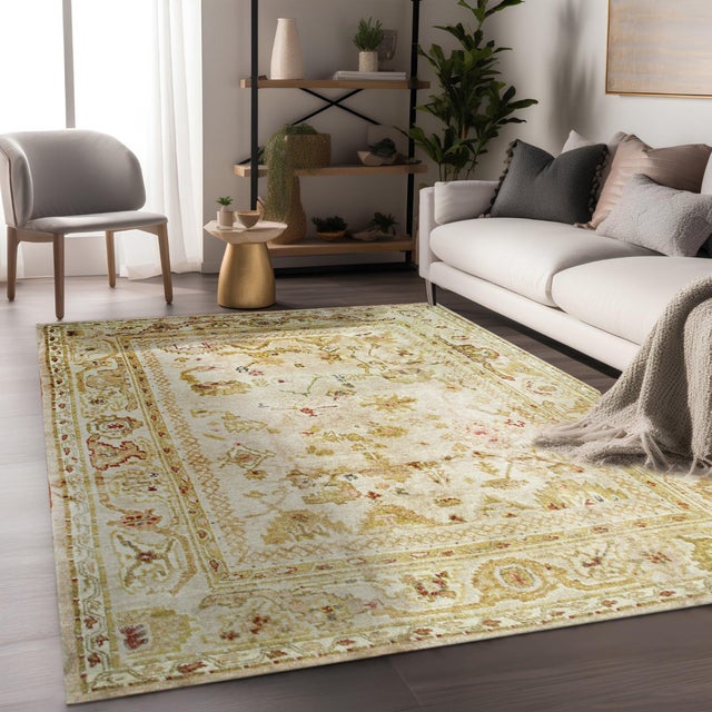2010s Light Antique Turkish Oushak Design Beige Modern Contemporary Mohair Rug Carpet For Sale - Image 5 of 7