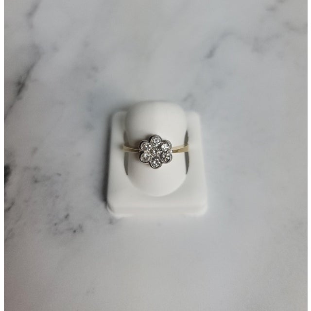 Flower Shaped Diamond Ring .51cttw 14K Yellow Gold, Size 8 For Sale - Image 4 of 5