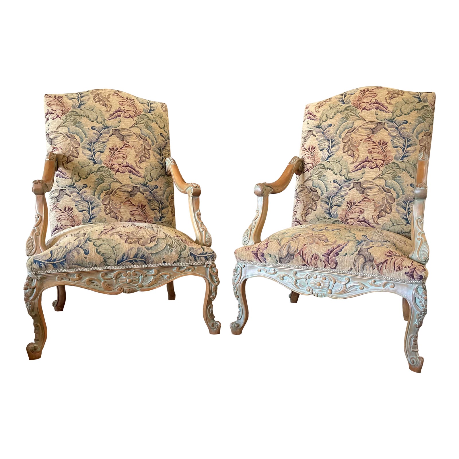 Vintage French Armchairs - a Pair | Chairish