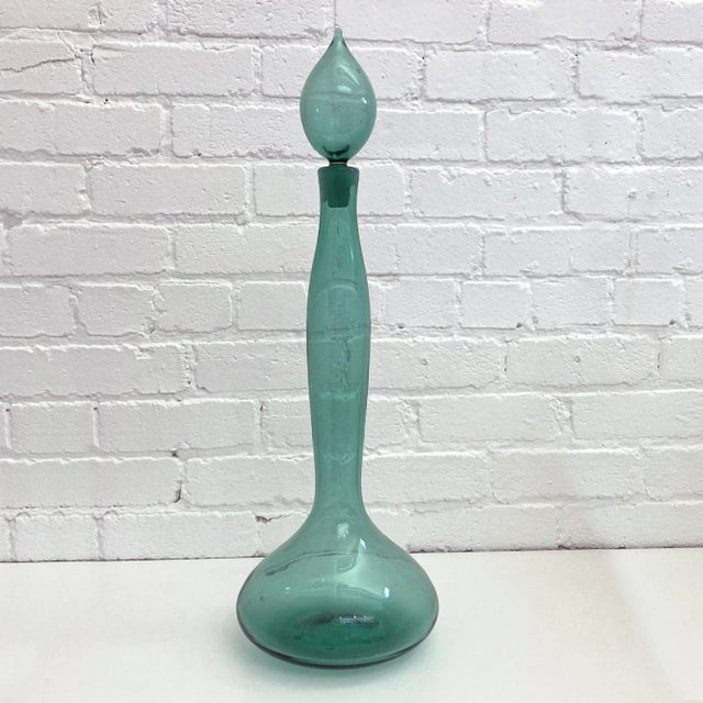 Green Vintage Blenko Sea Green Tall Decanter Design Design #5815 For Sale - Image 8 of 9