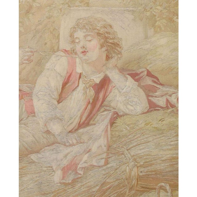 Antique 19th Century French Aubusson Tapestry, Handmade, Wall Hanging, Silk Fine For Sale - Image 4 of 6