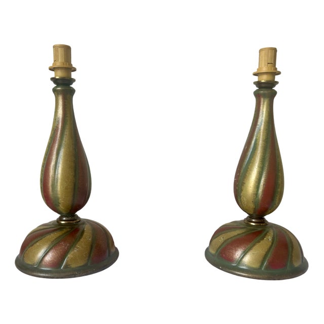 Vintage Swirl Ceramic Lamps, 1960s, Set of 2 For Sale