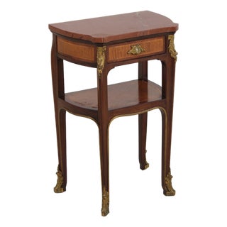 French Louis XV Marble Top Bronze Mounted Nightstand For Sale