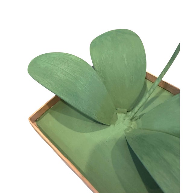 Metal Vintage Hand Painted Potted Tole Orchid Floral Arrangement / Flower Sculpture / Object For Sale - Image 7 of 9