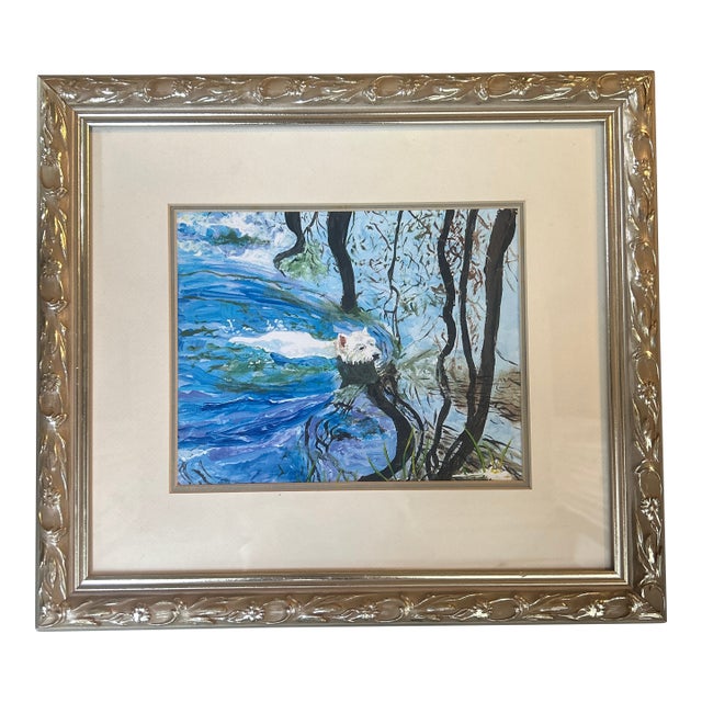 Contemporary Swimming Westie Dog Print by Judy Henn For Sale