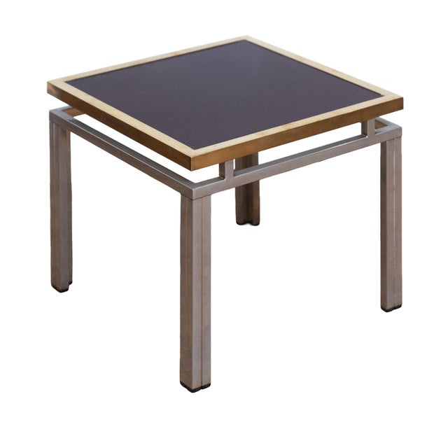 Maison Jansen French Side Tables of Chrome and Brass by Maison Jansen (Two Available) For Sale - Image 4 of 11