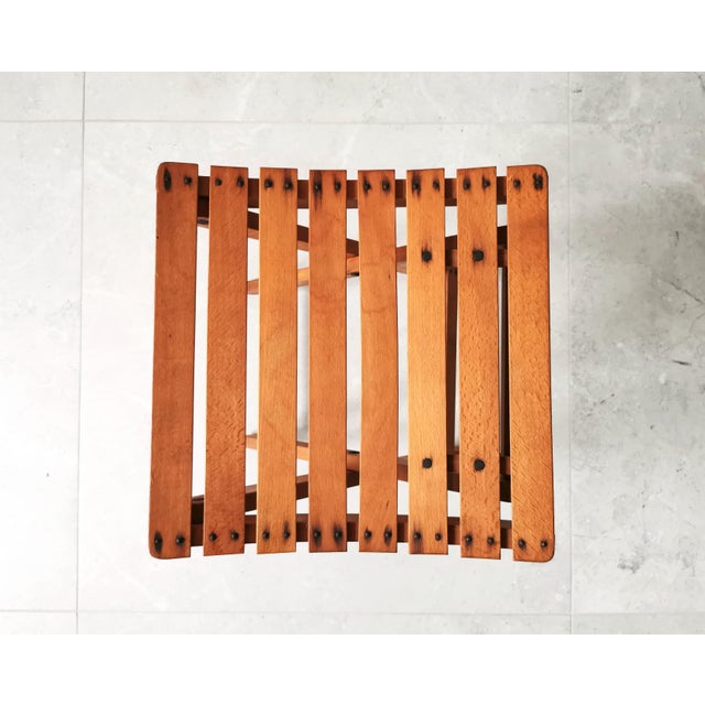 Wood Mid-Century Modern Belgian Foldable Stool, 1950s For Sale - Image 7 of 10