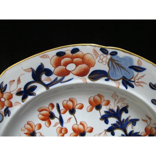 19th Century 19th Century Georgian Masons Ironstone Imari Japan Basket 9 1/2' Luncheon Plate Set of 4 For Sale - Image 5 of 7
