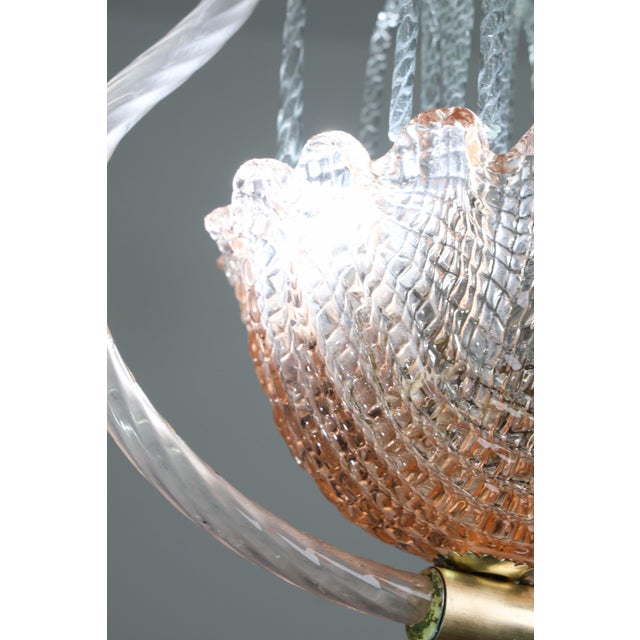 1950s Charming Pink and Trasparent Murano Glass Chandelier by Barovier E Toso For Sale - Image 6 of 16