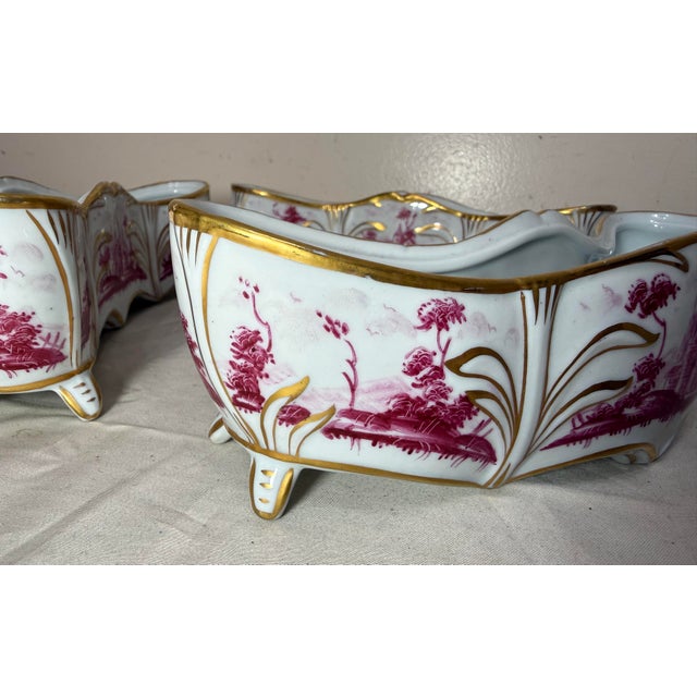Ceramic Antique 3 Piece Italian Capodimonte Porcelain Table Garniture Jardiniere Set For Sale - Image 7 of 10