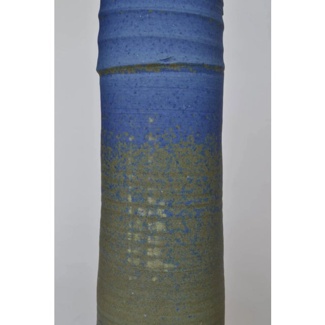 Large Pottery Vessels in Blue, Cream and Sand Glaze, Set of 3 For Sale - Image 14 of 18