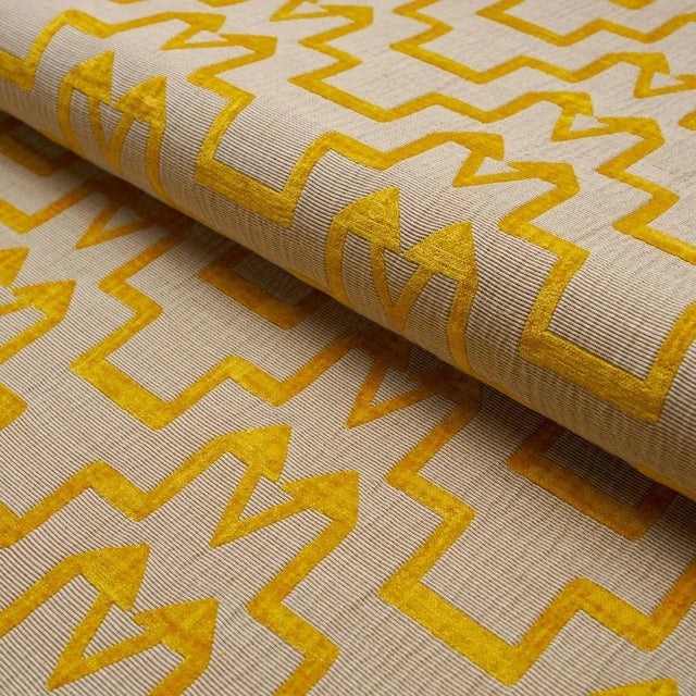 Schumacher SAMPLE - Schumacher x David Kaihoi Turkish Step Fabric In Mimosa Glow For Sale - Image 4 of 4