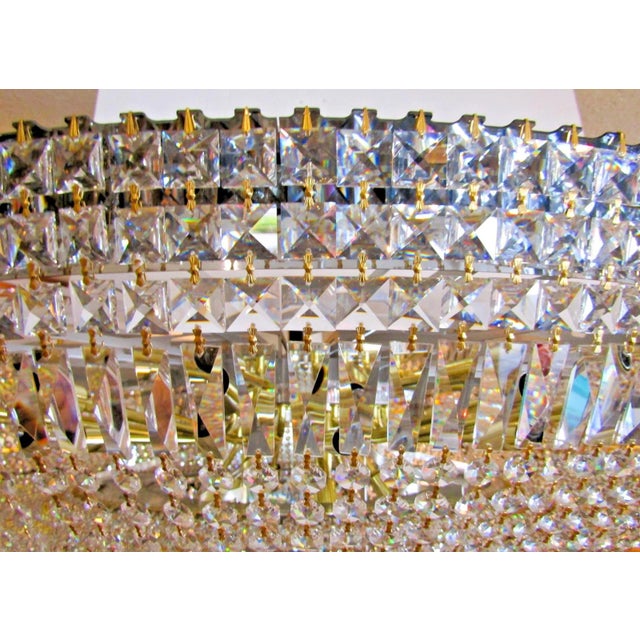 Transparent 1990s Grand Schonbek 48" Diameter Petit Crystal Three Tier Flush Mount Chandelier For Sale - Image 8 of 15