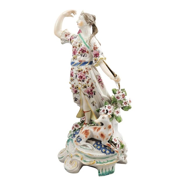 White Porcelain Figure of Diana with a Hunting Dog from Derby, 1760s For Sale - Image 8 of 14