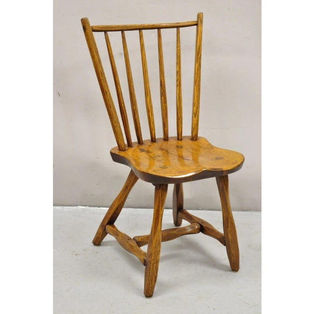 Early 20th Century Pair Antique Hunt Country Furniture Colonial Pine Wood Hickory Style Side Chairs For Sale - Image 11 of 11