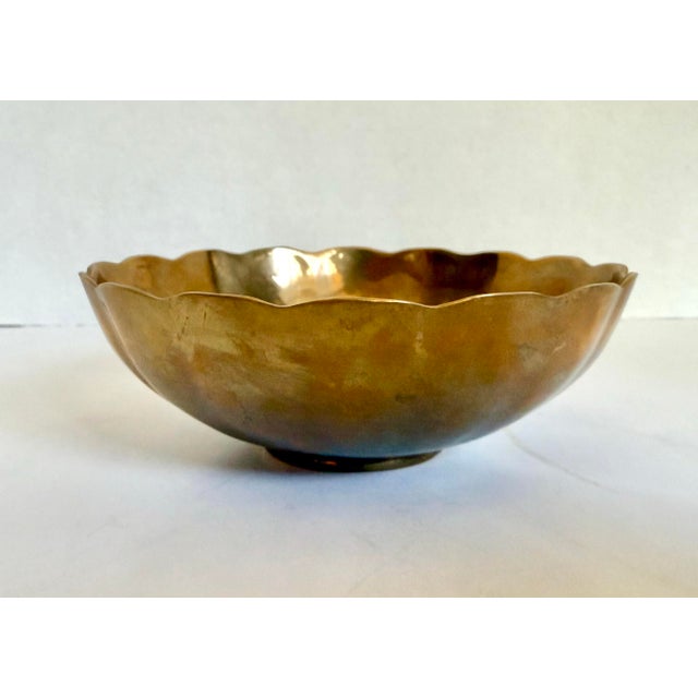 Mid 20th Century Mid-20th Century Scalloped Brass Finger Bowl For Sale - Image 5 of 9