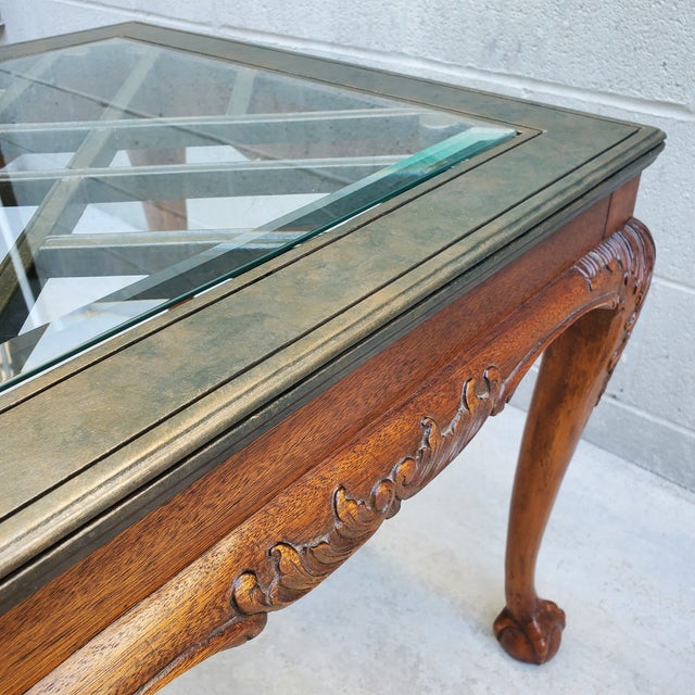 Chestnut 1990s Mahogany Ball & Claw Side Table With Painted Top For Sale - Image 8 of 12