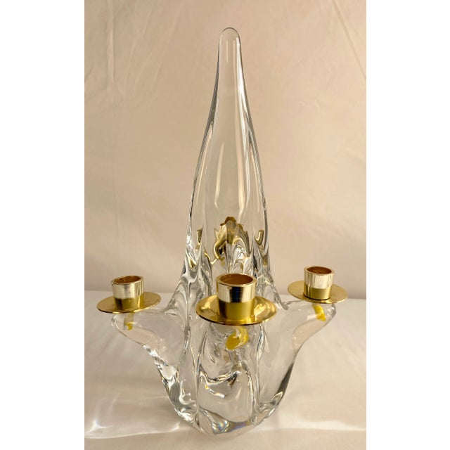 Mid 20th Century Pair of Mid-Century Modern Crystal Candlesticks by Schneider France For Sale - Image 5 of 5