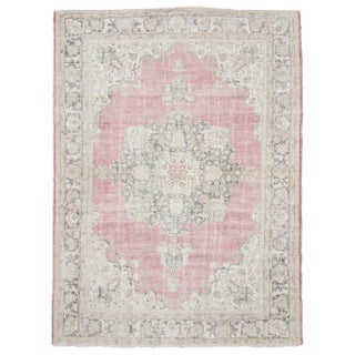 Vintage Washed Out Turkish Oushak Rug- 9′5″ × 13′5″ For Sale