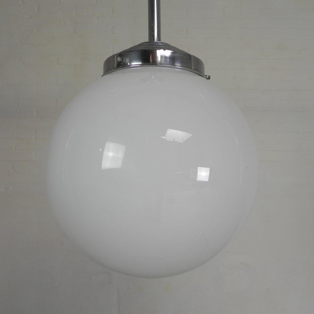 Art Deco Pendant Lamp with White Globe, 1930s For Sale - Image 12 of 13