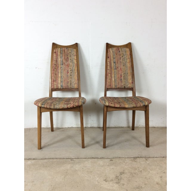 Brown Set of 6 Mid Century Modern Dining Chairs With Vintage Upholstery For Sale - Image 8 of 18