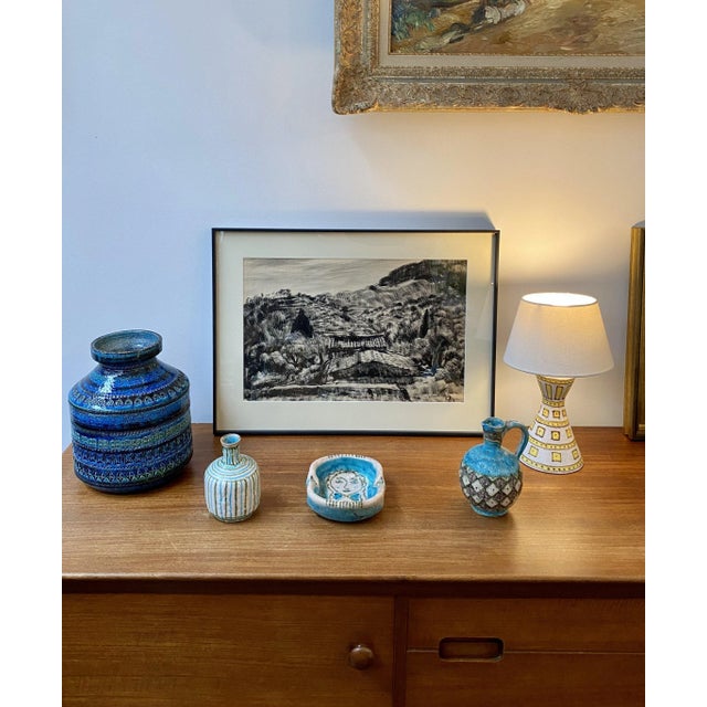 Mediterranean landscape ii', ink on art paper, by pierre dionisi (circa 1930s). Sepia-toned, original drawing in a...