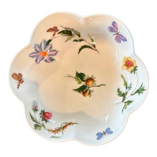 Limoge Small Melon Bowl, “Mon Jardin” by Ceralene Raynaud Botanical Depicting Insects. For Sale