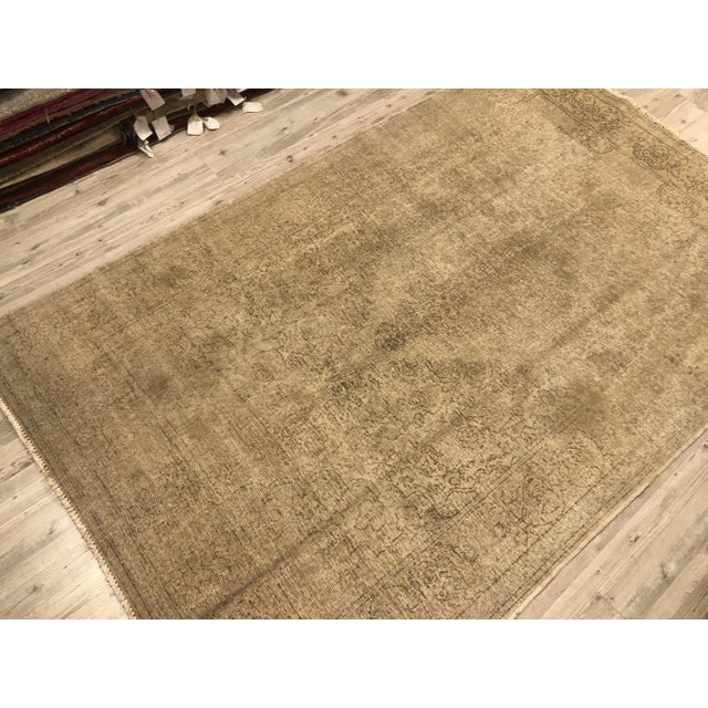 Vintage Tan Oushak Handmade Tribal Rug For Sale - Image 6 of 11