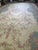 1920s Antique Ivory Floral Medallion India Agra Textile Chain Stitch Gallery Rug For Sale - Image 4 of 15