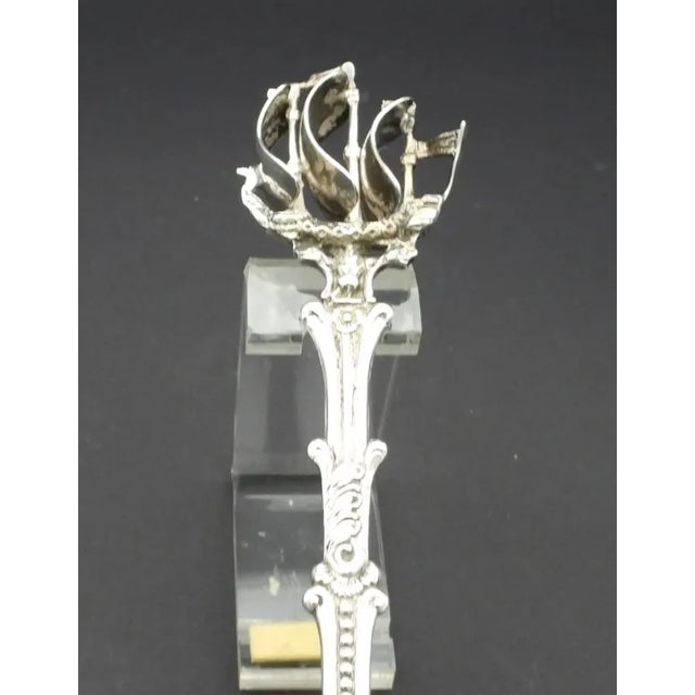Vintage Dutch Silver Plate Galleon Ship Pie Wedge Cake Server Wedding Cake Server For Sale In Monterey, CA - Image 6 of 9