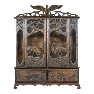 Black Forest Antique Walnut Gun Cabinet For Sale