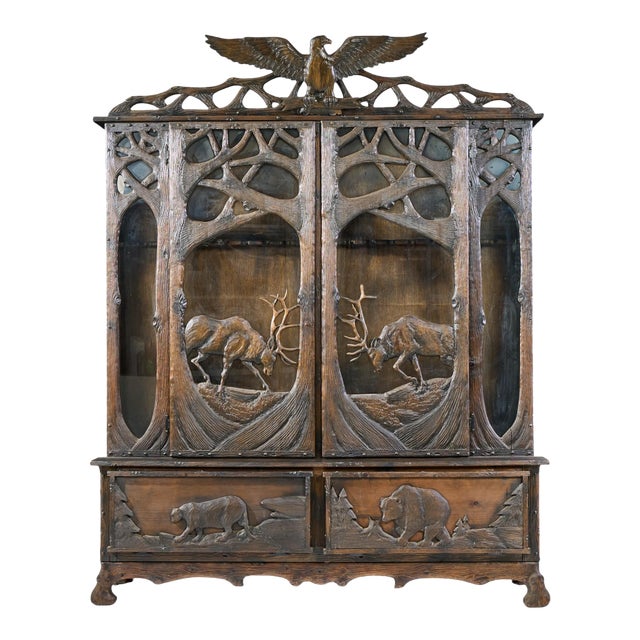 Black Forest Antique Walnut Gun Cabinet For Sale