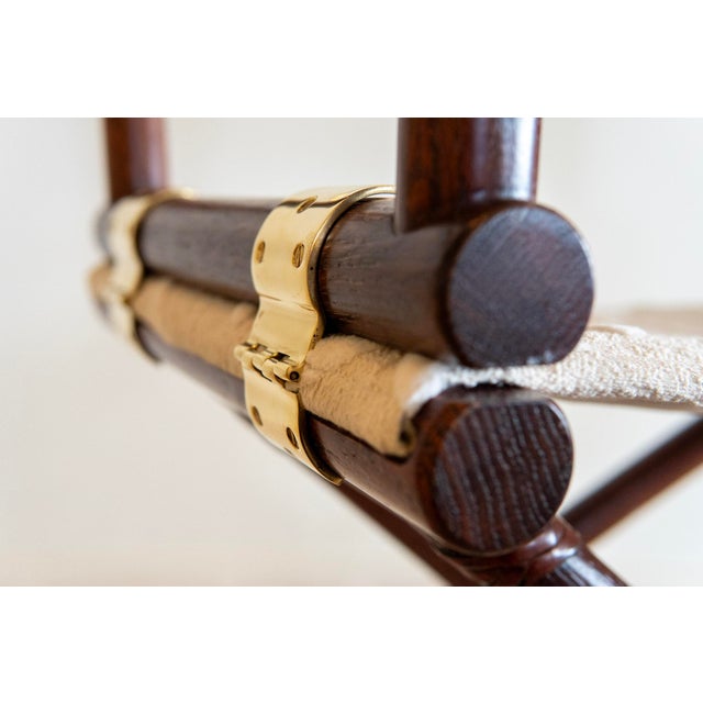 1970s McGuire Director's X-Chair in Off-White Textured Cotton For Sale In Miami - Image 6 of 12