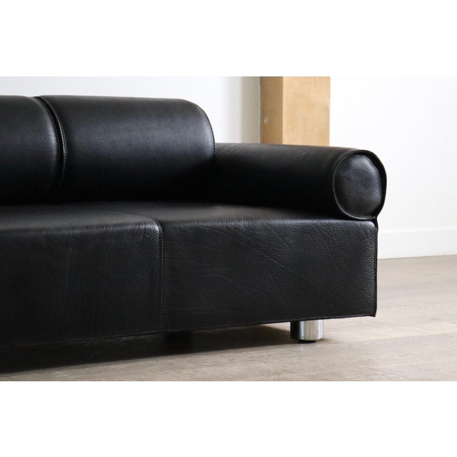 Black Sofa Daybed in Buffalo Leather by Marzio Cecchi, Italy, 1970s For Sale - Image 8 of 16