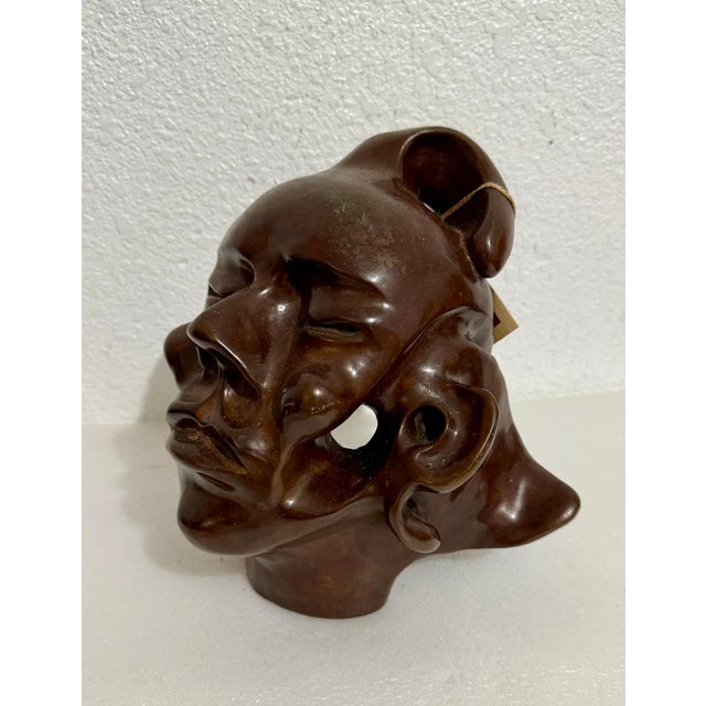 Colin Webster Watson, New Zealand Modernist Abstract Bronze Maori Head Sculpture Colin Webster Watson, 1967 For Sale - Image 16 of 16