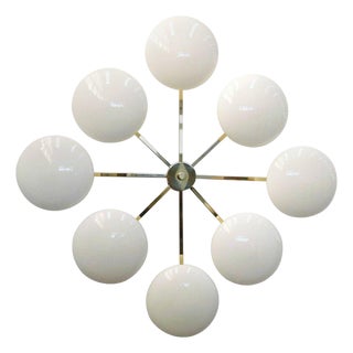 21st Century Otto Polished Brass Glossy White Murano Glass Flush Mount by Fabio LTD For Sale