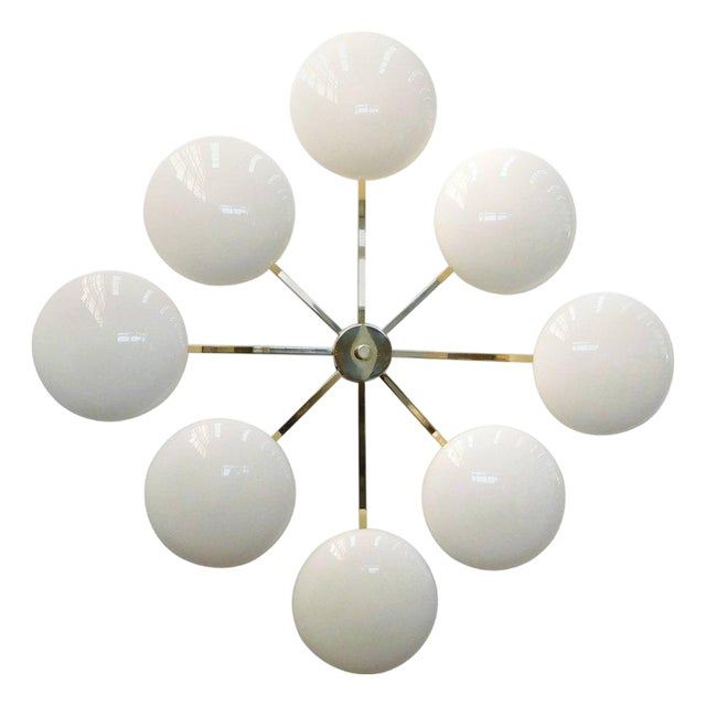 21st Century Otto Polished Brass Glossy White Murano Glass Flush Mount by Fabio LTD For Sale