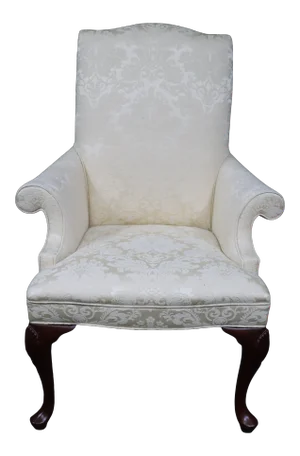 Mid 20th C. Damask Wingback Chair