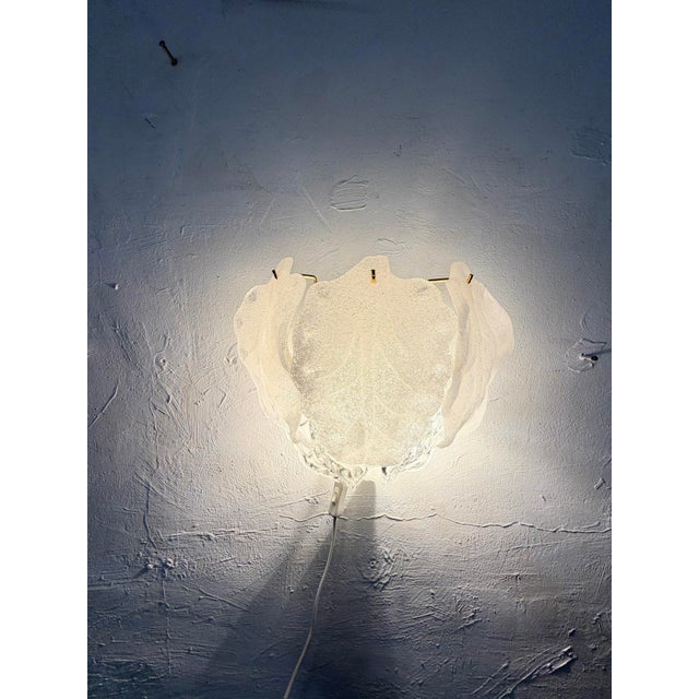 Hollywood Regency Wall Lamp with Murano Glass Leaves, 1970s For Sale - Image 10 of 11