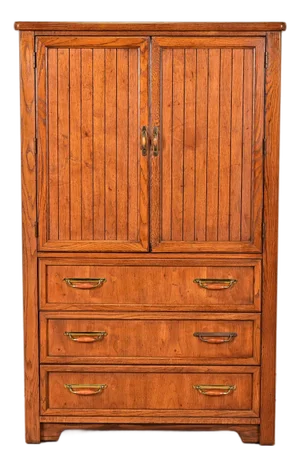 Thomasville Mid-Century Modern Campaign Walnut Armoire Dresser, Circa 1970s
